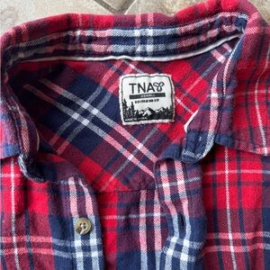 TNA Vibrant Red and Navy Plaid Shirt
